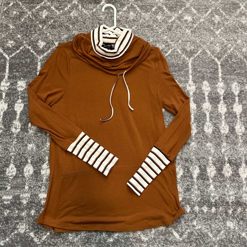 Brown Striped Hoodie